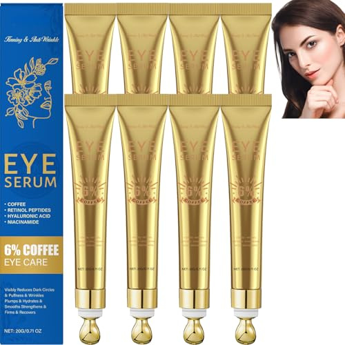 6% Koffein Augencreme gegen Augenringe und Schwellungen, Retinol Koffein Augenserum mit Hyaluronsäure, Anti-Aging & Straffend, Leicht Schnell Einziehend, Für Alle Hauttypen, 20g (8)