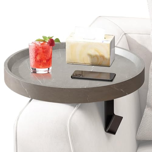 Renchey Mesa para Brazo De Sofá,Bandeja Mesa Portavasos para Sillón | Soporte Ajustable para Vasos Teléfono Mando Comida Bebida en Salón Dormitorio Butaca Mesilla