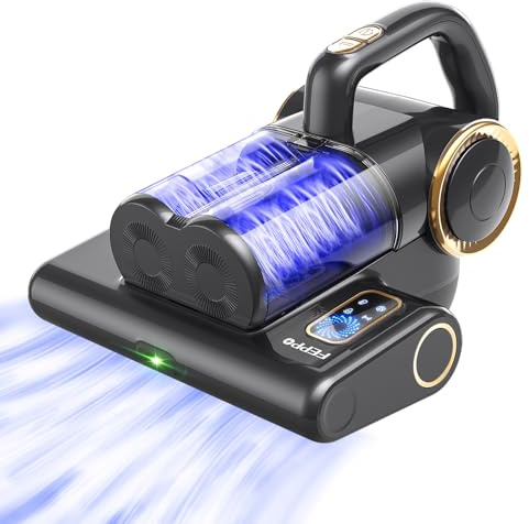 FEPPO Milbensauger für Matratzen, 16Kpa Matratzensauger mit 253,7nm UV-C-Licht, 140°F Wärme, HEPA-Filter & Ultraschall, Vielseitiger Milbenstaubsauger für Bett, Sofa, Kinderbett (Kabelgebunden, 500W)