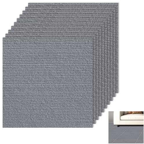 10 Stück Teppichfliesen Selbstklebende Matten 40x40cm, Teppichfliese 1.6m² Teppichboden, Teppich Fliesen zum Zuschneiden für Büros Hotel Wohnung Haus Schlafzimmer (Hellgrau, 40x40cm)
