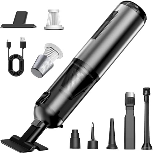 Liusutech Handstaubsauger, 26000Pa Handstaubsauger Akku Kabellos (Black) | Autostaubsauger Stark, 4-in-1 Mini Staubsauger mit Bürstenloser Motor per Auto, Haus, Tierhaare, Sofa Reinigung