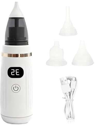 Nasensauger Baby Elektrisch, Elektrischer Nasensauger Baby mit 5 Einstellbaren Saugstufen und Silikonspitzen, für Babys und Kleinkinder, zur Sicheren Nasenreinigung für Säuglinge und Neugeborene