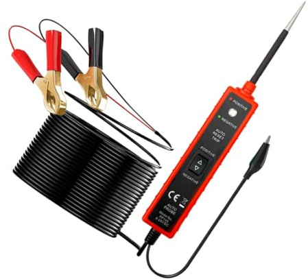 COLLBATH Automobile Circuit Tester Fuß Kabel Hochsensitiver Kfz Spannungsprüfer mit Positiv Krokodilklemmen für Dc Fahrzeugelektrik Diagnose und Relaisprüfung