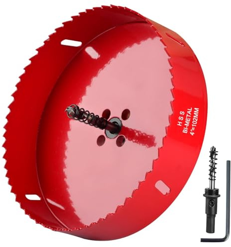 Nexlynk 4 Inch 102mm Hole Saw Kit Bi-Metal Drill Bit M42 HSS Hole Cutter Set with Triangular Shank and Pilot Drill for Wood Metal Plastic PVC Drywall Ceiling Pipes Fast Chip Removal
