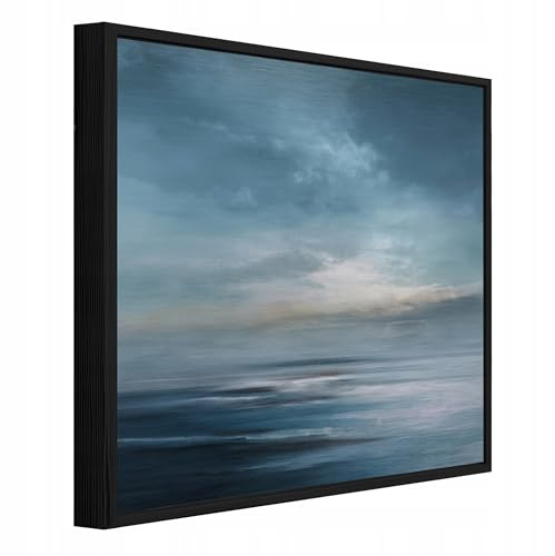 WallArena – metallbilder hav – 80 x 80 cm bilder på borstad metall med ram – väggmålning XXL, stora väggmålningar för vardagsrum, sovrum, vardagsrumsbilder, modernt konsttryck – abstraktion