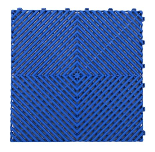 Vented Modular Interlocking Plastic Garage Floor Tiles, PVC PP Flooring Mat Cushion(Dark Blue)