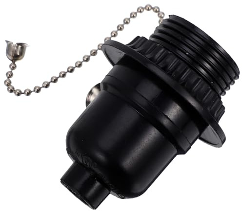 DOITOOL Portalámparas E26 Negro de Baquelita con Interruptor de Cadena, Soporte Metálico para Bombilla, Adaptador de Enchufe para Lámparas Colgantes y Apliques de Pared, Uso Eléctrico