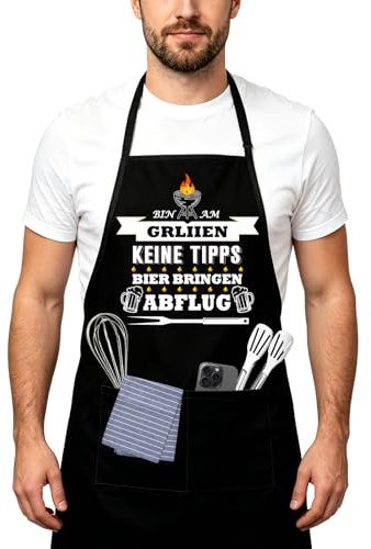 Cogavoo Küchenschürze für Herren,Lustige Kochschürze für Männer,Grillschürze für Männer,Grillschürze Schürze Damen Herren,Kochschürze Zum Renteneintritt Männer,Geschenkideen Opa & Papa
