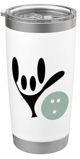 ASL Lenguaje de señas Amor Bowling para jugadores de bolos Vaso térmico de acero inoxidable de doble pared