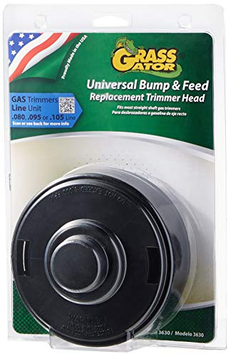 Grass Gator 3630 Universal Bump & Feed Trimmer Head Replacement for Straight Shaft Gas Trimmers | Heavy Duty, High Capacity (Holds 14ft .095 Line) | Accepts .080 to .105 Line
