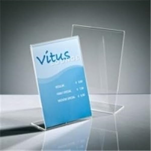 SIGEL TA217 Espositore da tavolo inclinato, 7,7x10,5x3,8 cm, per A7 orizzontale,, per bancone, ristorazione, ufficio, matrimonio, etc, resistente ai raggi UV, acrilico, trasparente, 10 pezzi