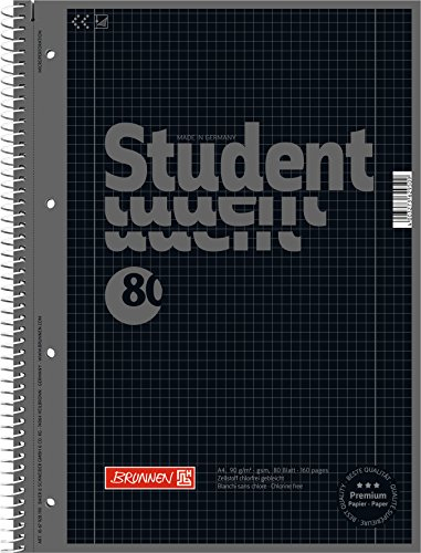 5er Set Collegeblock Student A4, Colour Code onyx, kariert (Lin. 28) 80 Blatt, 90g/m²