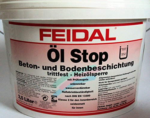 Feidal Öl Stop/betongrau RAL 7023 / matt / 5 l/ist eine spezielle schnelltrocknende, heizölbeständige, rissüberbrückende Beton - u. Bodenbeschichtung für den Innenbereich