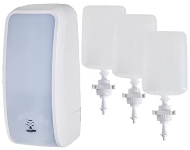 Blanc HYGIENIC Schaumseifen-Spender Cosmos– Seifenspender mit Sensor für Wand-Montage und 2 x 1 Liter Handseife, ergiebige Seife für ca. 7500 Anwendungen, Weiß