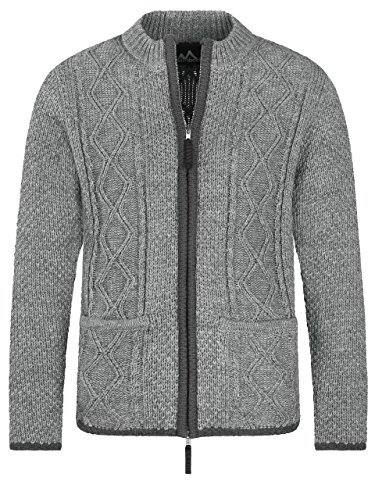 Almbock Herren Strickjacke mit Reißverschluss, grau, Größe S