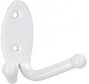 SIRO Kleiderhaken Syke, Landhaus, Klassisch, Vintage, Stahl reinweiß pulverbeschichtet, 61 mm x 40 mm x 70 mm, LA 24 mm, 1421/PB1