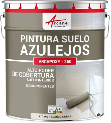ARCANE INDUSTRIES Pintura para Suelo de Baldosas - Resina epoxi para suelo con baldosas - ARCAPOXY - 260 - Blanco Crema - RAL 9001