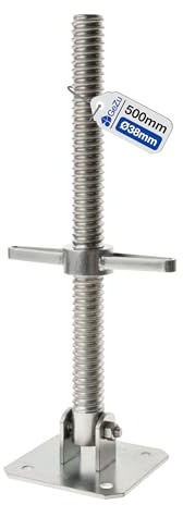 GeZu Impex Gerüstspindel Schwenkbar 500 mm Ø 38 mm Spindelfuß Gerüstfüße Gewindefußplatte | Galvanotechnik verstellbare Fußplatten