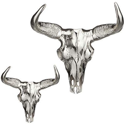 2 x Geweih Stier Wandskulpturen Stierkopf Wanddekoration zum Hängen Höhe 43 cm (2 x Deko-Geweih)