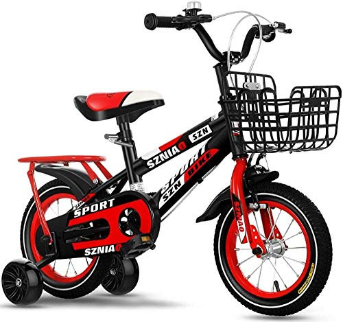 XBSLJ Kinderfahrräder, Klappräder BMX Bike Steel Frame mit Stützrädern mit Glockenverbreiterungsblitz für Kinder und Anfänger bis Fortgeschrittene-20-Zoll-Räder_rot