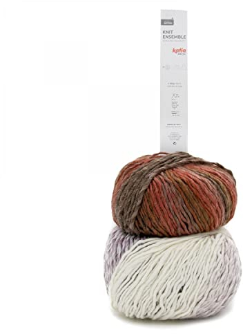 Neu! 250g Knit Ensemble - Farbe: 402 - Naturweiß-flieder-koralle-braun - Stricke oder Häkle einen Rundschal und eine Mütze aus der Limited Edition.