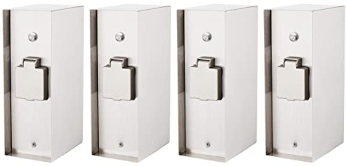 Novatool 4 distribuidores de enchufes, 3 enchufes, sensor crepuscular, acero inoxidable cepillado, rectangular, IP44, enchufe exterior, columna de enchufes para jardín, torre de enchufes