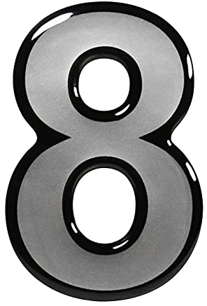 BIKE-label 900061VA Silver 3D Sticker Number 8 Number Door Sign 49 x 74 mm