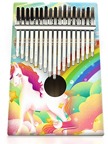 Hearda Kalimba 17 Schlüssel Daumen Klavier, Kalimba Instrument für Anfänger Kinder mit Stimmhammer,Stoffbeutel,Studienführer,Daumenklavier Fingerklavier Kalimba Musik Geschenk (Einhorn)