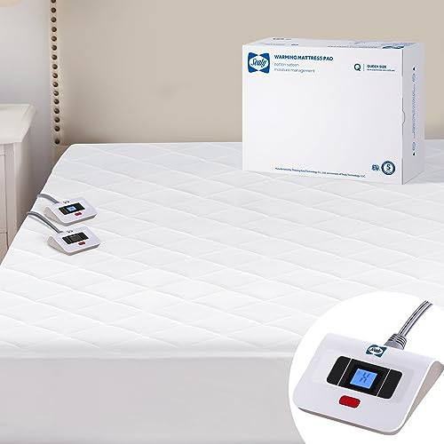Sealy 3M Scotchgard Heated Mattress Pad | Quilted Cotton Electric Bed Warmer with 10 Heat Setting Dual Controller | 1-12 Hours Auto Shut Off | 17 Deep All Around Elastic Pocket, Queen
