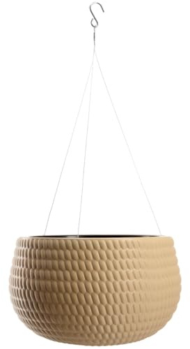 KADAX Hängkruka med kedja och krok, hängande blomkruka för klätterväxter, cachepot med insats, (φ 32 cm, beige)