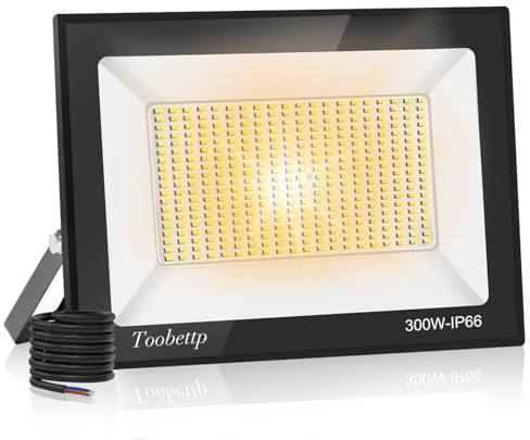 toobettp 300W LED Strahler Außen, Superhell 30000LM LED Scheinwerfer Außen, Scheinwerfer 3000K Warmweiß IP66 Wasserfest Außenleuchte Flutlicht für Hinterhof Garage Flur Garten Hotel