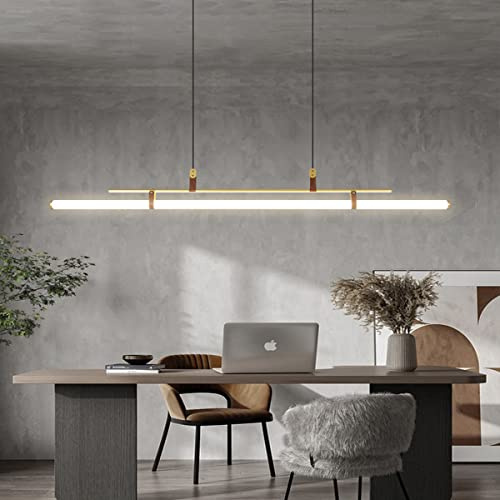 LED Hängeleuchte esstisch Pendelleuchte dimmbar mit den Fernbedienung pendellampe höhenverstellbar Moderne Hänge lampe für büro esszimmer Arbeitszimmer Wohnzimmer Küche leuchte (Gold‎, L115cm)