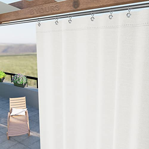Byour3 – wasserdichte Outdoor Vorhäng Wetterfest mit Metallringen Anti-Schimmel Verdunkelungs Seitenvorhänge Markise für Balkon Pavillon Terrasse Sonnenschutz (Elfenbein, B. 400 x 290 L)