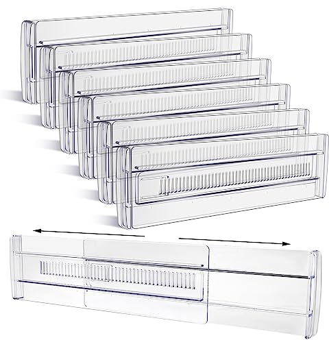 Yafe 6 Pack Drawer Dividers, Adjustable Drawer Organiser Divider(11.8-19.7), Extendable Plastic Drawer Dividers for Kitchen Bedroom Office Desk Dresser Cosmetic Clothing(Transparent)