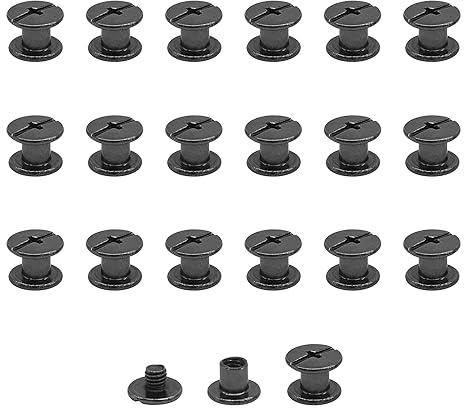 JJWNMLL 20 stück chicago schraubnieten, M5*5mm Schwarz glänzend für leder | Ledernieten schraubenpfosten metall nieten chicago schrauben, für brieftasche dekoration buchbinderei