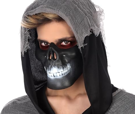 Zeus Party Maschera Mezzo Teschio Nera Horror Halloween Accessorio per il tuo travestimento
