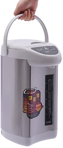 SOLOCJNL Edelstahl Wasserkocher, 4L Thermoskanne Tastensteuerung Wassertank Electric Thermopot Vielfalt der Wasserabgabe für Zuhause, Schule, Büro, Hotel (Grey)