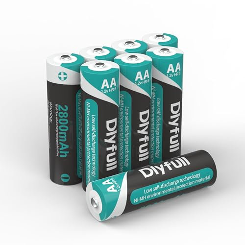 Dlyfull 1.2V AA NiMh Rechargeable Batteries, 8 Pack of 2800mAh High Capacity Low Self-Discharge Rechargeable AA Batteries