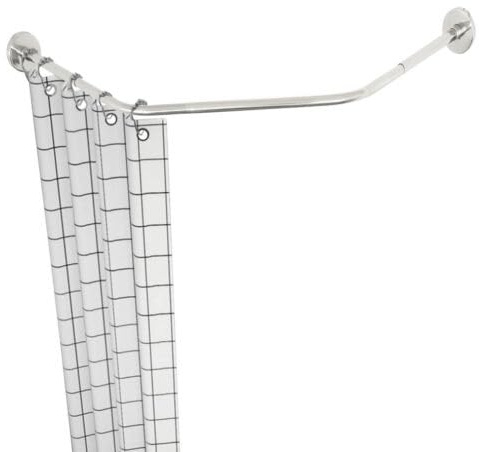 Edelstahl-Eck-Duschvorhangstange, Duschvorhangstange ohne Bohren, verstellbarEdelstahl-Teleskopstange, rautenförmige Duschvorhangstange, Silber, 45-75cm