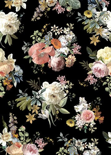 Esta Home Fototapete Blumenmuster Multicolor auf Schwarz 200 x 279 cm