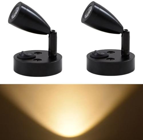 AzulLanse 2 Stück 3W 12V LED Wandlampe Bettseite Leselampe Wohnmobil,Warmweiß 3000k,Aluminium,für Boot Wohnwagen Innenbeleuchtung Yacht, Fest verdrahtet Wandmontage-schwarz