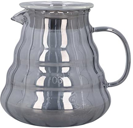 Glas-Kaffeekanne, gestreifter Glas-Kaffeeserver, Ersatz-Kaffeekanne, Perkolator-Kaffeekanne mit Deckel, Perkolator-Kaffeefilter zum Übergießen von Kaffee (700 ml)