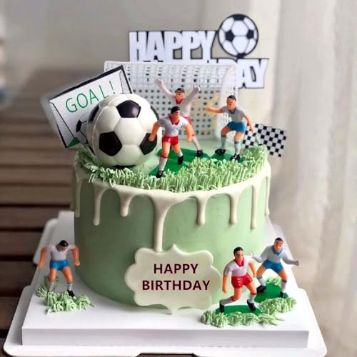 Fussball Tortendeko, Fußball Geburtstagstorte Dekoration, Fußball Cupcake Topper, Fussball Torten Deko Geburtstag, Fußball Spieler Tortenaufleger Deko, für Männer Geburtstag Party (A)