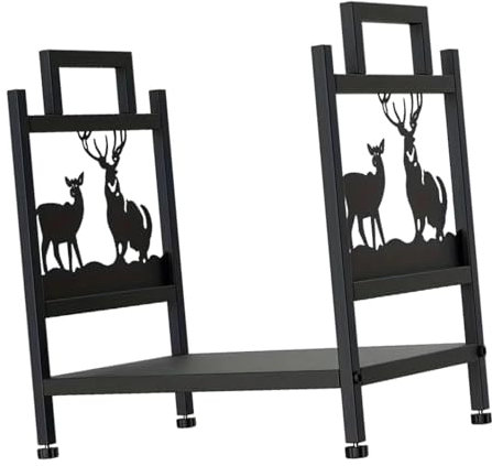 Folpus Portalegna da per Esterni e Interni, Organizer per Pile di Legna in Ferro, Supporto per in Metallo Rustico e Resistente, Indipendente