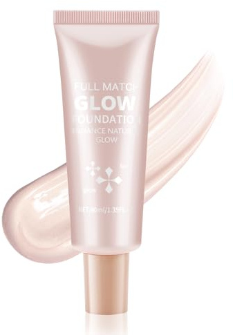 Boobeen Base de Maquillaje Líquida Impermeable con Ligero Brillo, Iluminador Luminoso de Seda para Realzar el Brillo Natural de la Piel