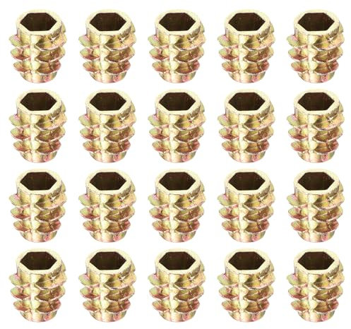 sourcing map 100Pcs Hex Threaded Inserts, M5-0.8x10 Zinc Alloy Hex-Flush Thread Insert, Furniture Threaded Insert Nuts, Hex Socket Drive Threaded Insert Bolt for Wood Furniture Assortment