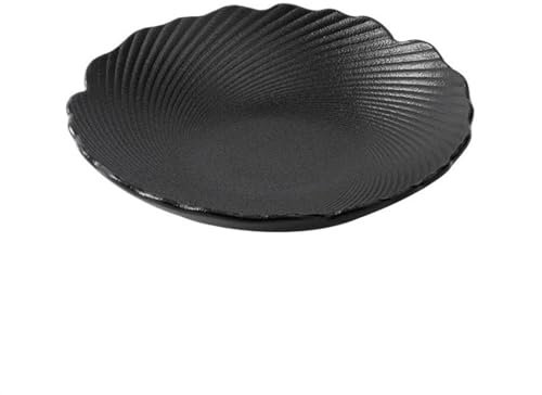 GLigeT Servizio di Piatti Piatto da Insalata in Ceramica for Uso Domestico Texture in Rilievo Tridimensionale Stoviglie di Alta qualità Piatto Fondo Irregolare Creativo Piatti per Dolci(Nero,8 inch)