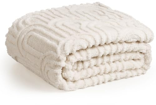 Miyacare Kuscheldecke Flauschig 150x200 cm, Überwurf, Sofadecke, Weiche und Warme Gemütlicher Fleecedecke Für Bett und Couch, Wohn- & Kuscheldecken, Wohndecke (Wellen-Beige, W150 x L200CM)