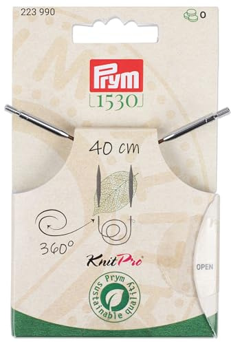 Prym 223990 Natural Kunststoffseil & Zubehör, 360° drehbar, 40 cm | Austauschbares Seil für Rundstrickstricknadeln & Tunesische Häkelnadeln, braun