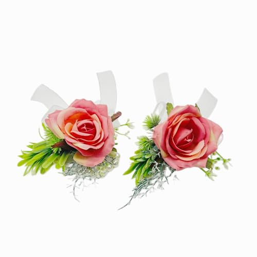 Rikyo Rosen-Ansteckblume mit Armband und Ansteckblume für Herren, Ansteckblume für Abschlussball, Braut, Handblumen, Hochzeitsblumen, Zeremonie, Hochzeit, Party, Abschlussball, Dekoration